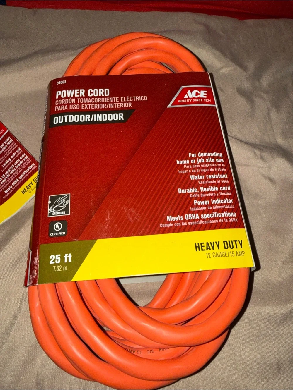 25 ft and RV Adapter Orange Outdoor/Indoor Power Cord